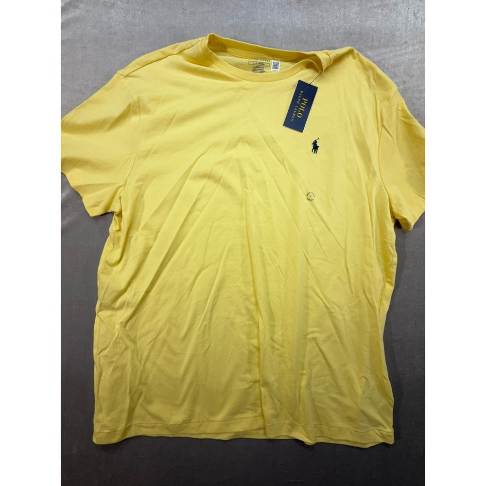 New Polo Ralph Lauren Men Classic Fit Crew Neck Shirt Yellow Large